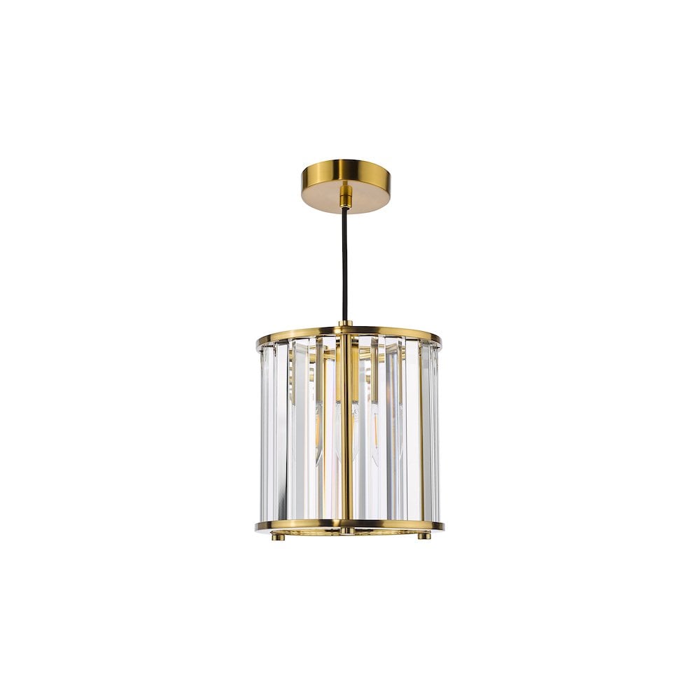 Dar KIR0135 Kiran Pendant Natural Brass and Crystal (S)