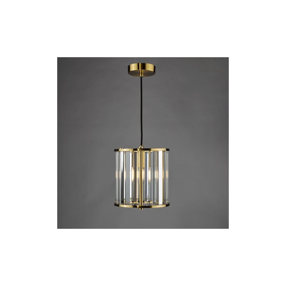 Dar KIR0135 Kiran Pendant Natural Brass and Crystal (S)
