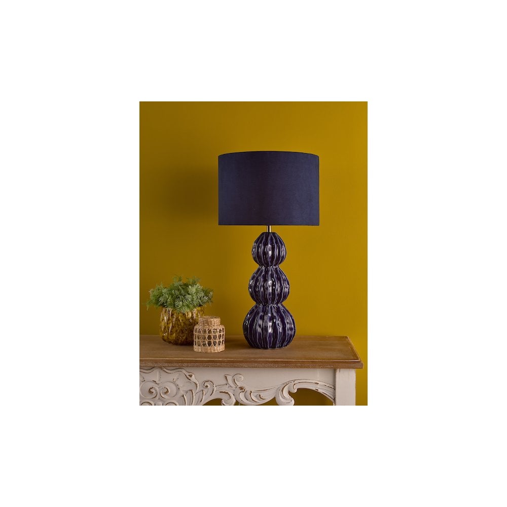 Dar LOR4223 Lorelai Ceramic Table Lamp Blue With Shade