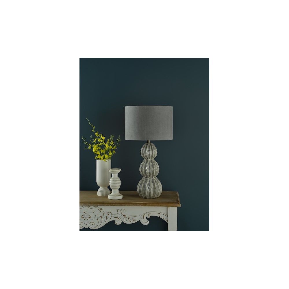 Dar LOR4239 Lorelai Ceramic Table Lamp Grey With Shade