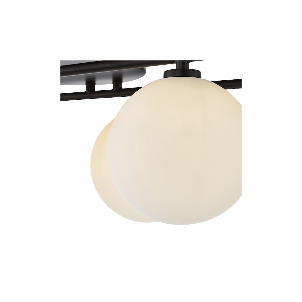 Dar LUA4822 Luana 8 Light Semi-Flush Matt Black and Opal Glass