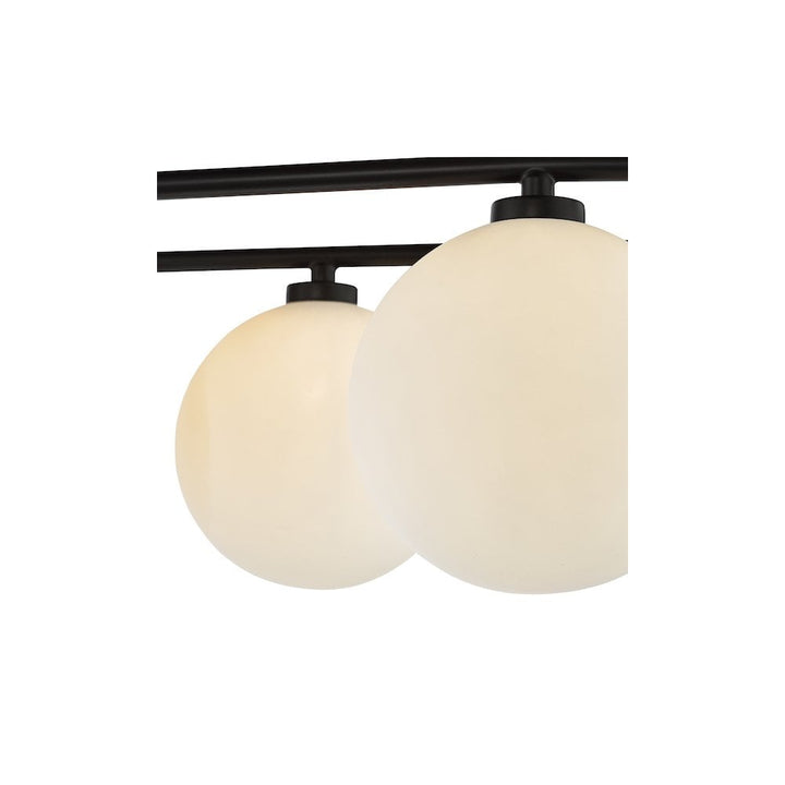 Dar LUA4822 Luana 8 Light Semi-Flush Matt Black and Opal Glass