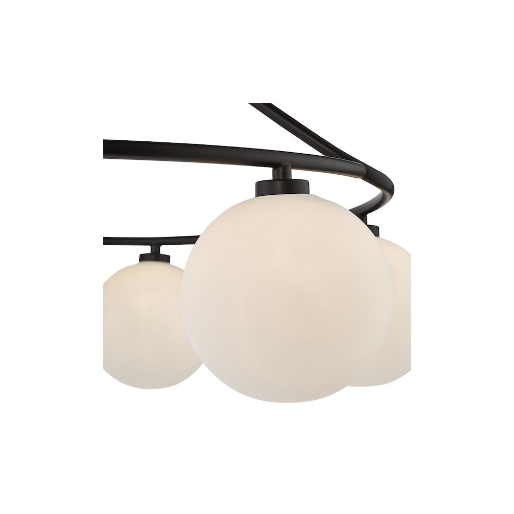 Dar LUA6422 Luana 6 Light Semi-Flush Matt Black and Opal Glass