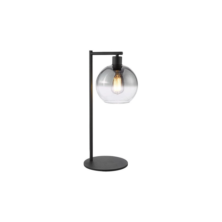 Dar LYC4222 Lycia Table Lamp Matt Black and Smoked Ombre Glass