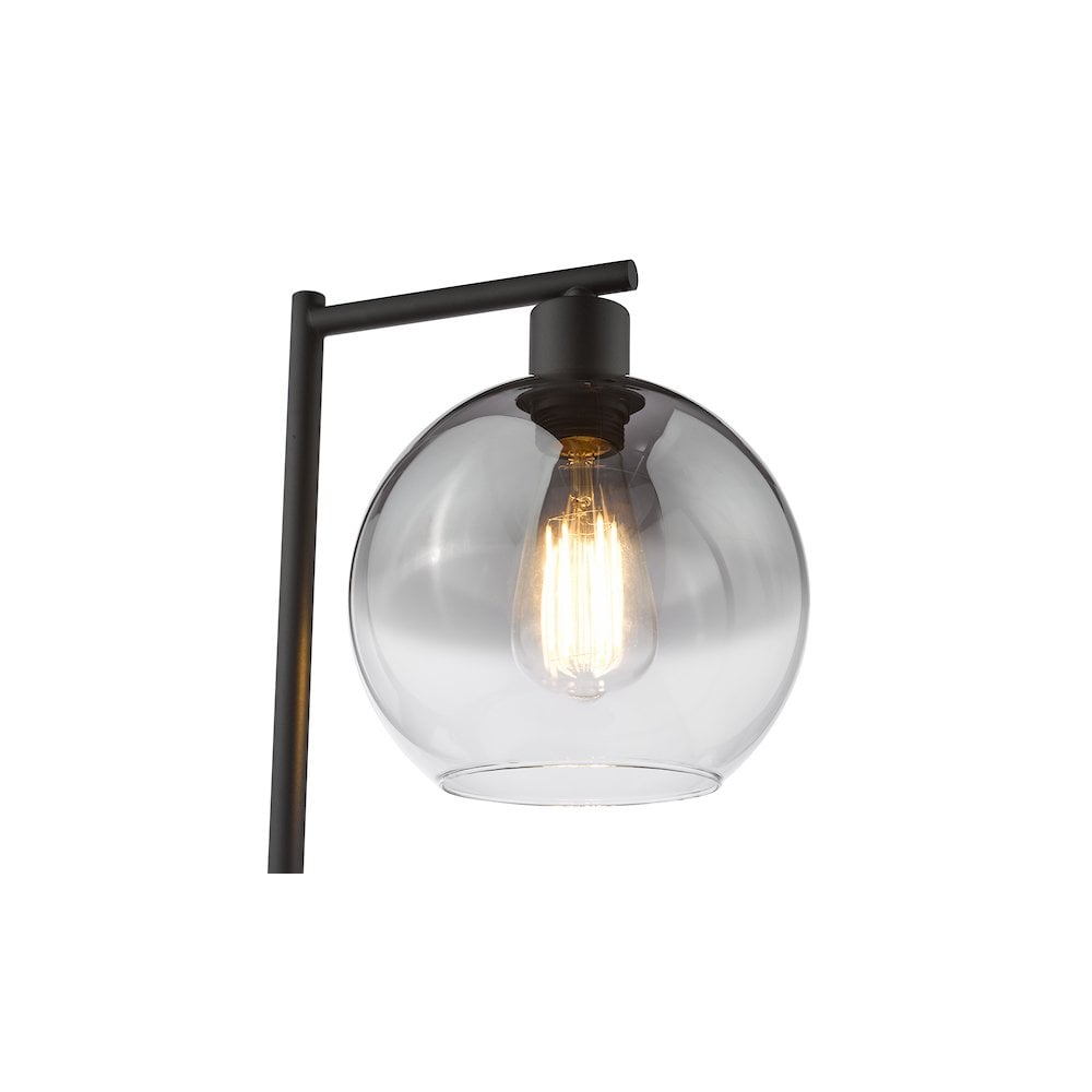 Dar LYC4222 Lycia Table Lamp Matt Black and Smoked Ombre Glass