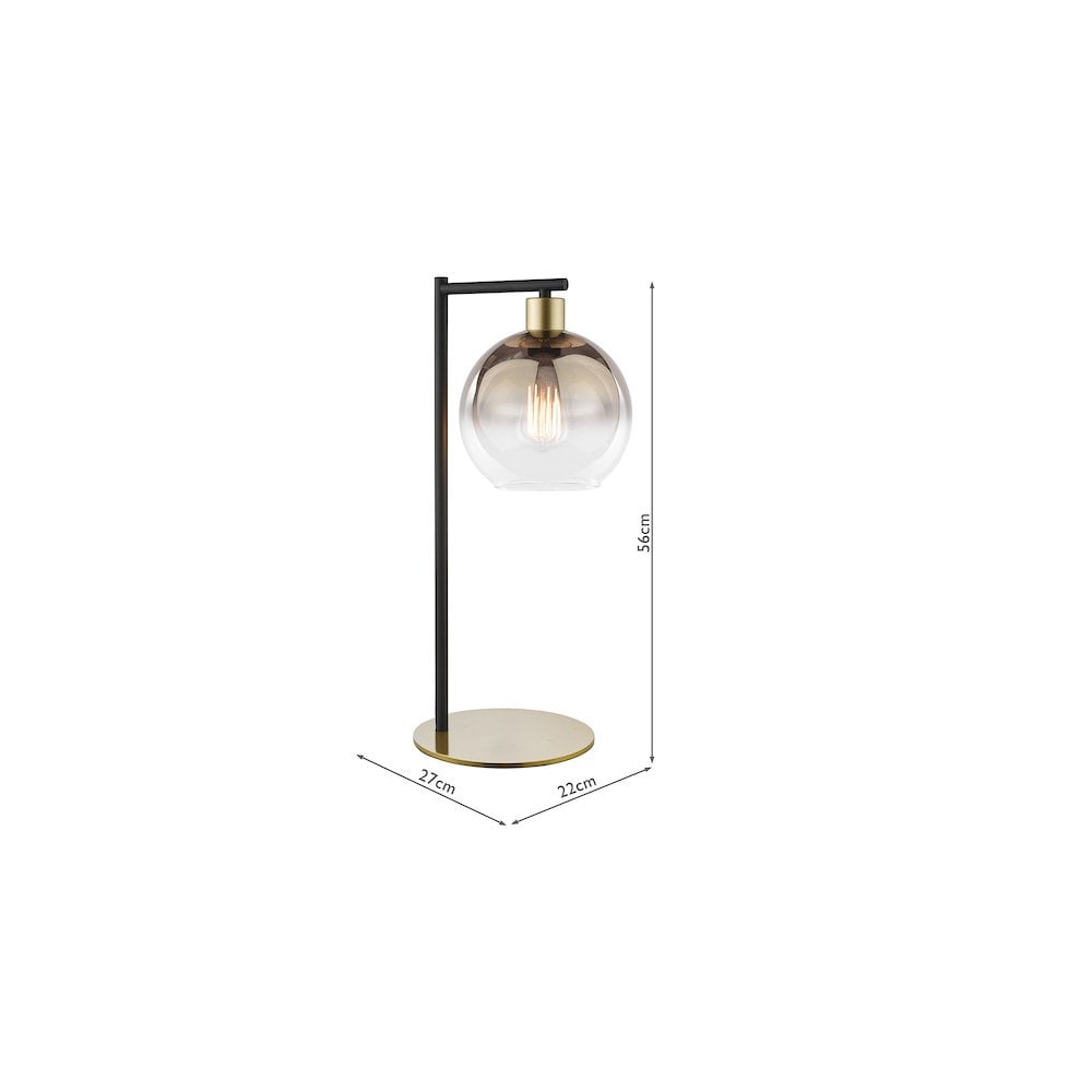 Dar LYC4235 Lycia Table Lamp Satin Gold and Gold Ombre Glass