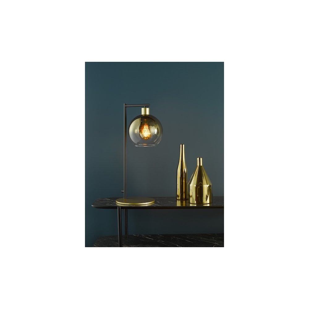 Dar LYC4235 Lycia Table Lamp Satin Gold and Gold Ombre Glass