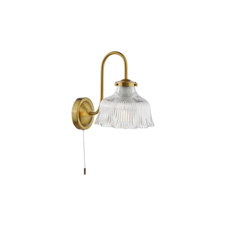 Dar MAU0742 Maude Wall Light Natural Brass and Ribbed Glass