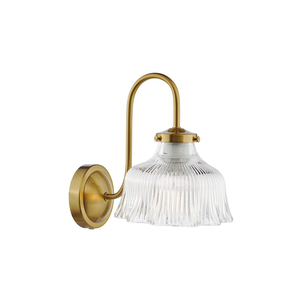 Dar MAU0742 Maude Wall Light Natural Brass and Ribbed Glass