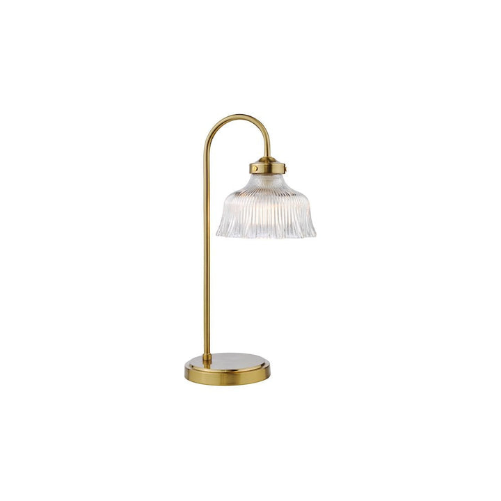 Dar MAU4242 Maude Table Lamp Natural Brass and Ribbed Glass