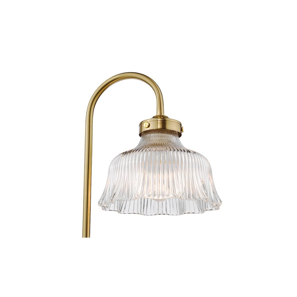 Dar MAU4242 Maude Table Lamp Natural Brass and Ribbed Glass