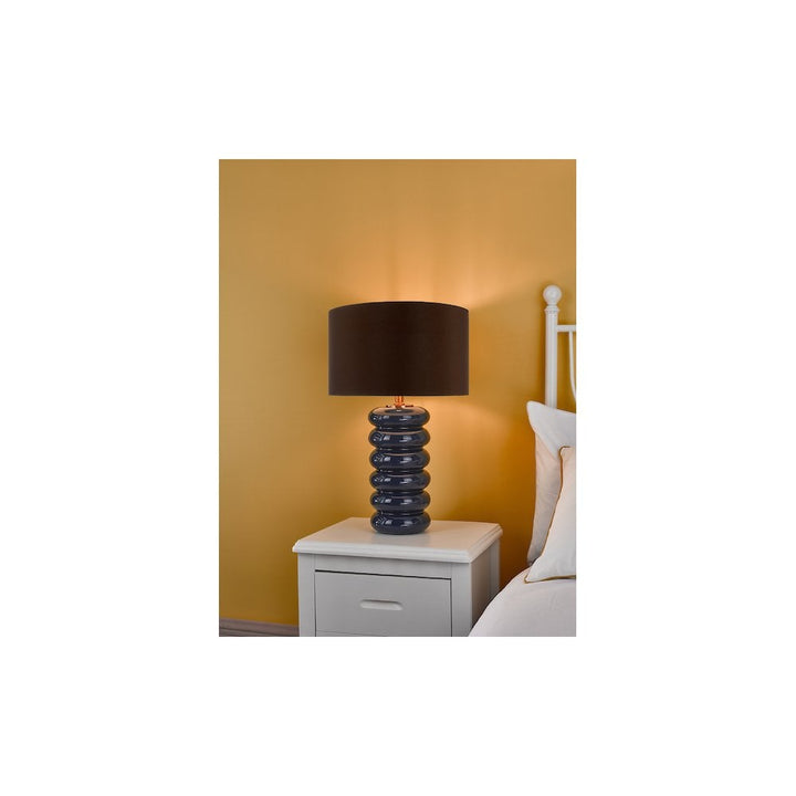 Dar NIA4223-VOY1422 Niamh Table Lamp Blue Glass and Aged Bronze With Shade