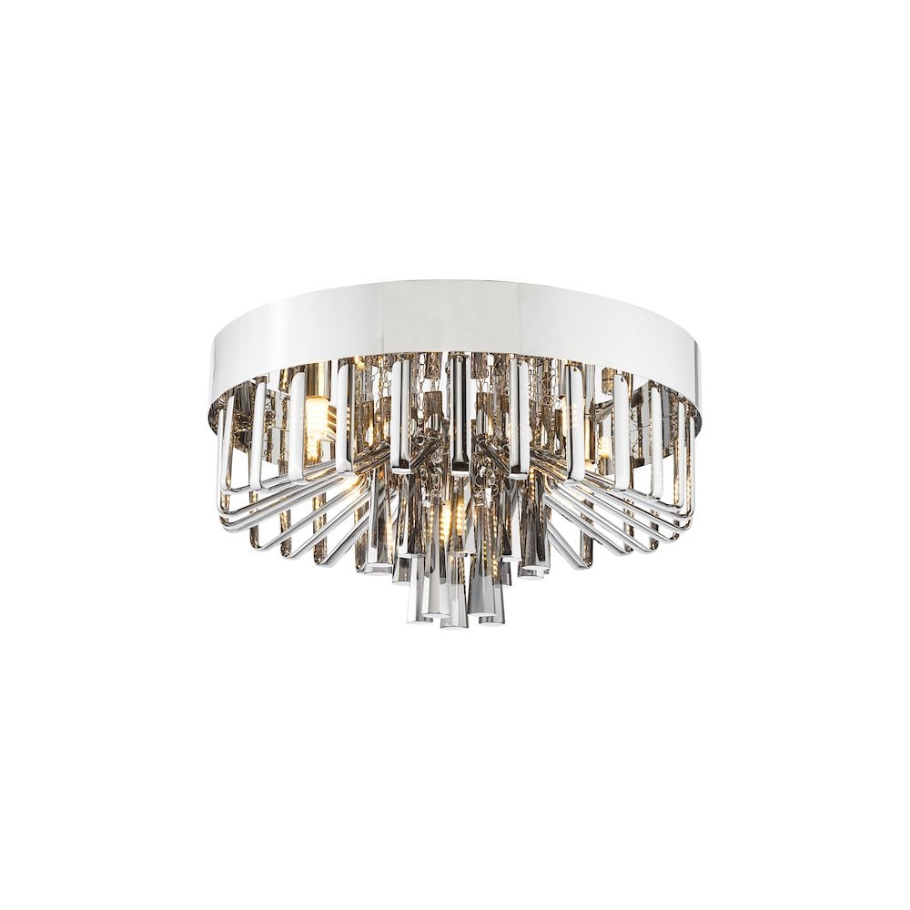 Dar OLI5410 Olin 5 Light Flush Polished Chrome and Smoked Glass (S)