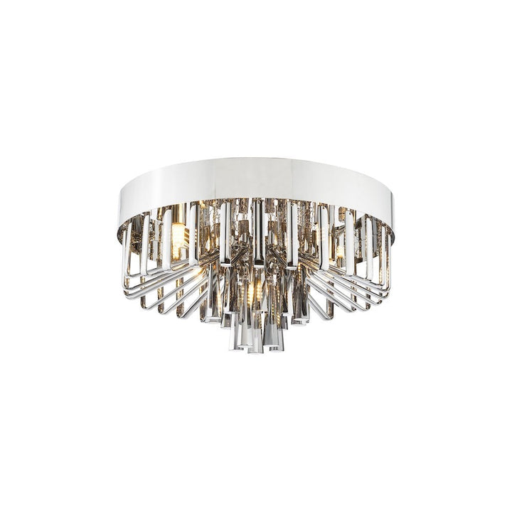 Dar OLI5410 Olin 5 Light Flush Polished Chrome and Smoked Glass (S)
