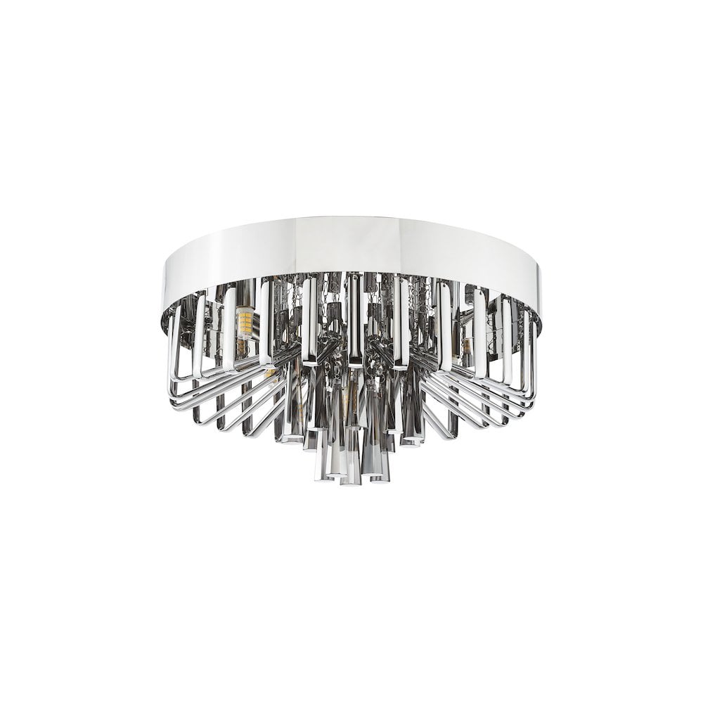 Dar OLI5410 Olin 5 Light Flush Polished Chrome and Smoked Glass