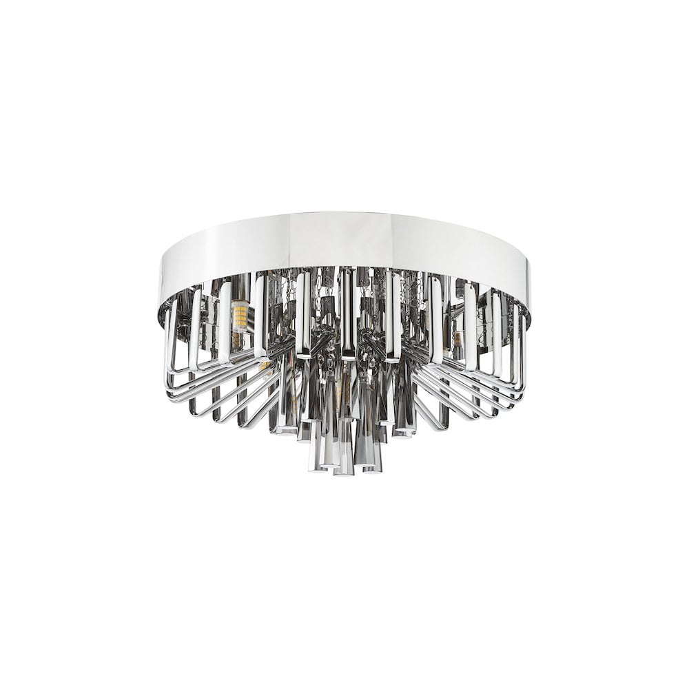 Dar OLI5410 Olin 5 Light Flush Polished Chrome and Smoked Glass (S)