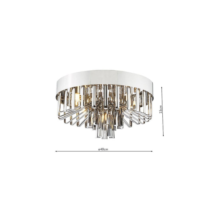 Dar OLI5410 Olin 5 Light Flush Polished Chrome and Smoked Glass (S)