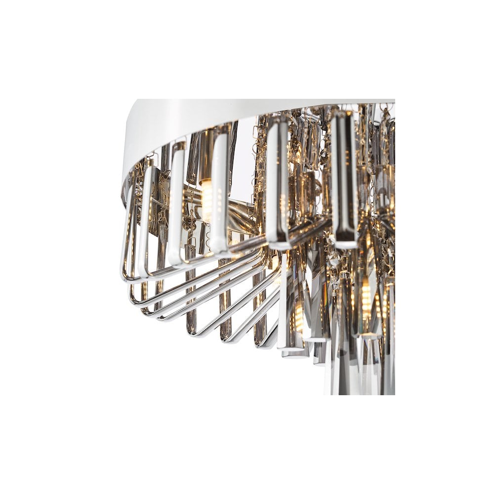 Dar OLI5410 Olin 5 Light Flush Polished Chrome and Smoked Glass