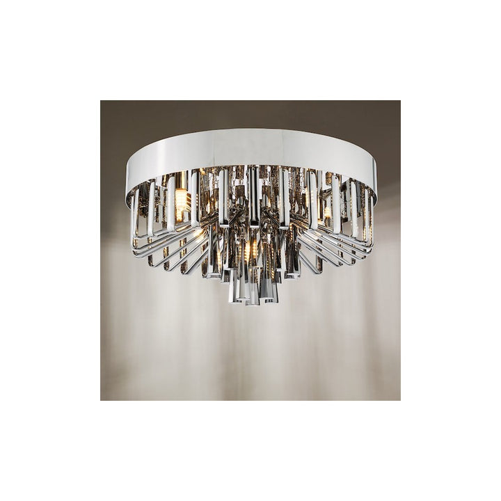 Dar OLI5410 Olin 5 Light Flush Polished Chrome and Smoked Glass