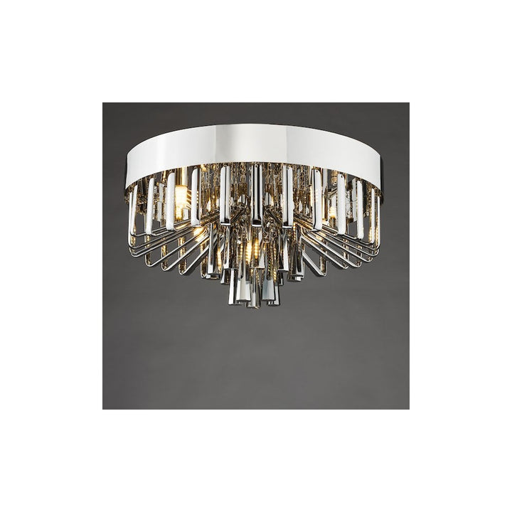 Dar OLI5410 Olin 5 Light Flush Polished Chrome and Smoked Glass