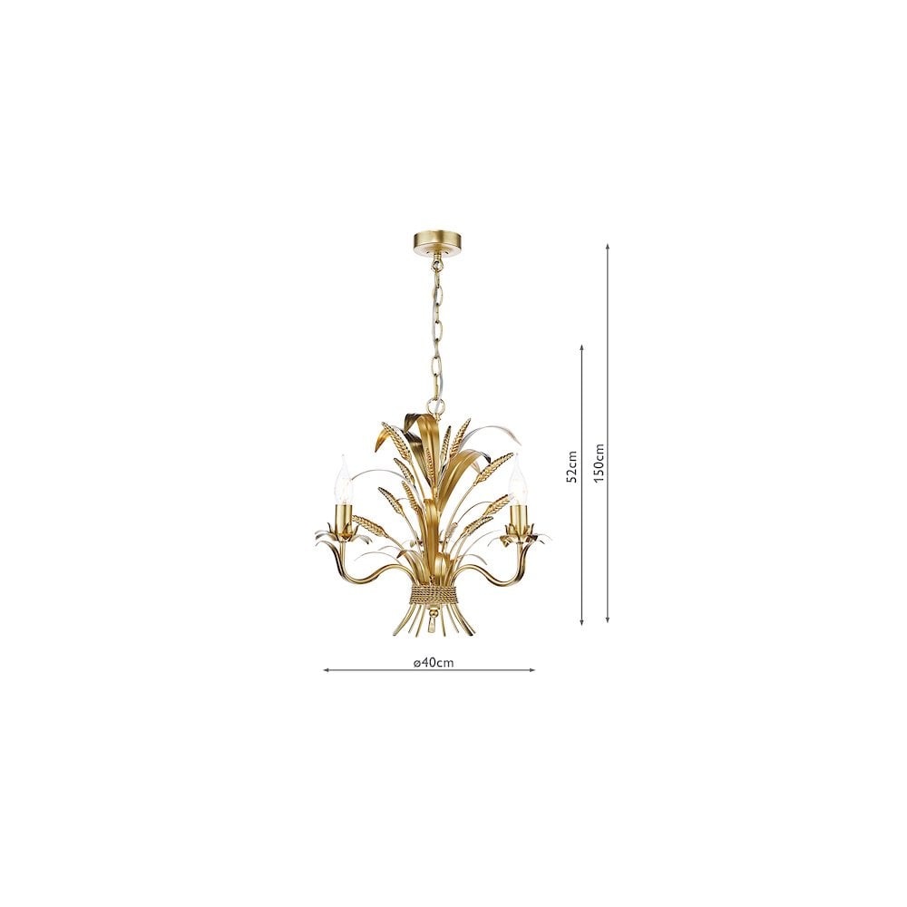 Dar PHA0335 Phaedra 3 Light Pendant Gold