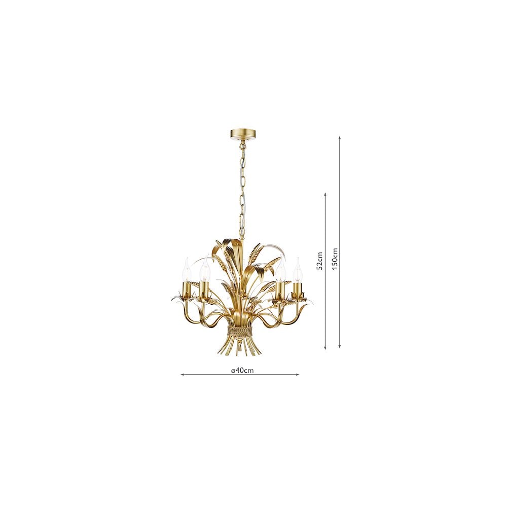 Dar PHA0535 Phaedra 5 Light Pendant Gold