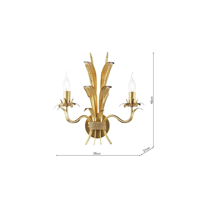 Dar PHA0935 Phaedra 2 Light Wall Light Gold