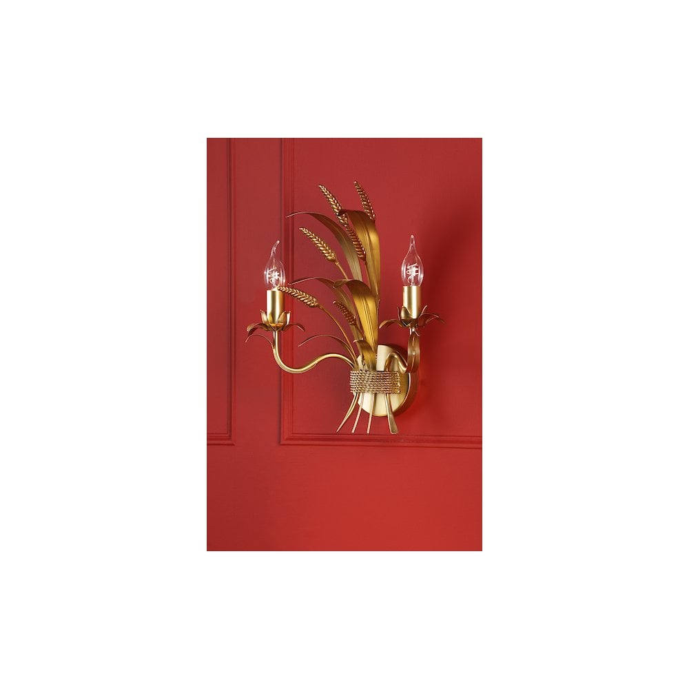 Dar PHA0935 Phaedra 2 Light Wall Light Gold