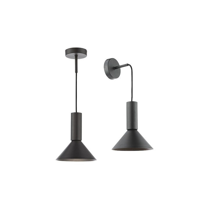 Dar RAG0122 Ragnar Pendant/Wall Light Satin Black (S)