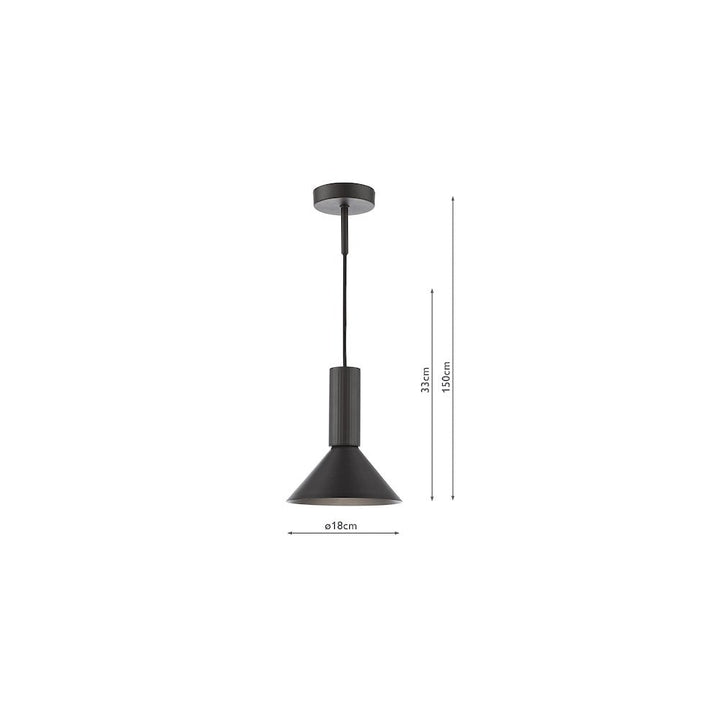 Dar RAG0122 Ragnar Pendant/Wall Light Satin Black (S)
