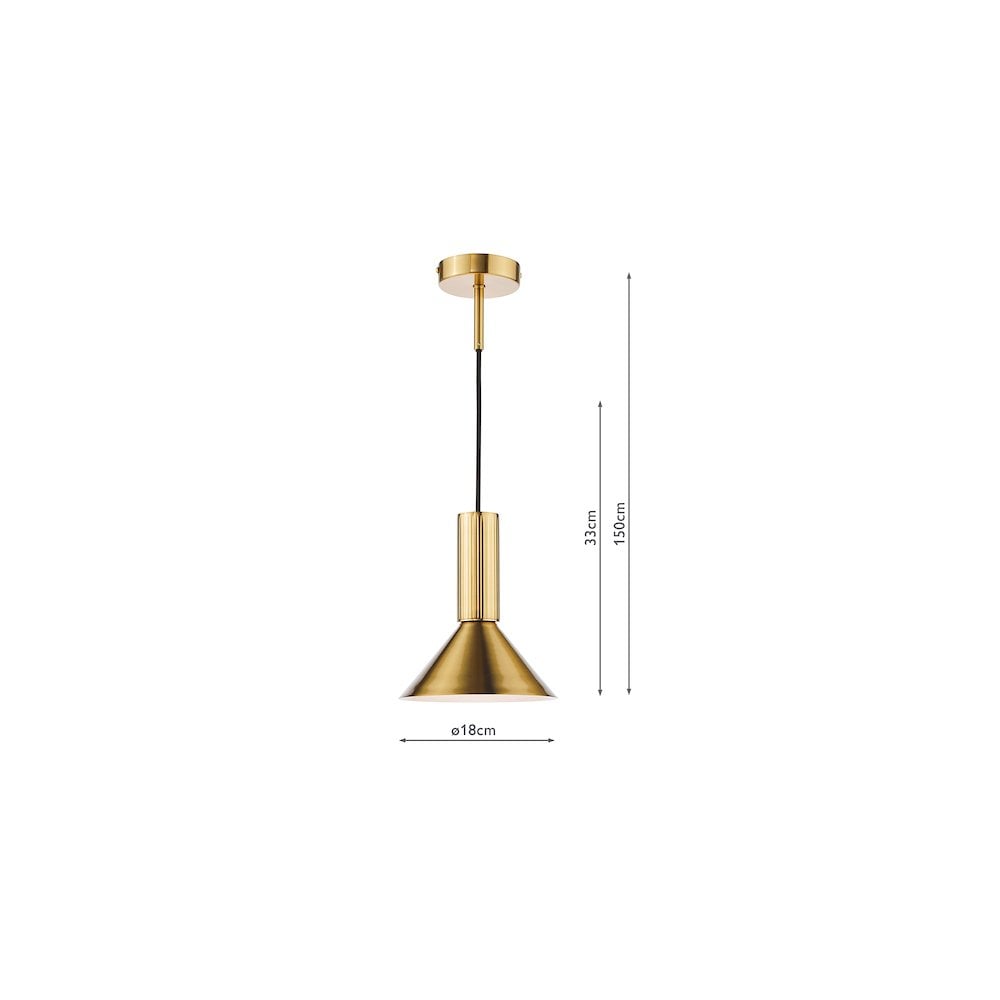 Dar RAG0140 Ragnar Pendant/Wall Light Natural Brass