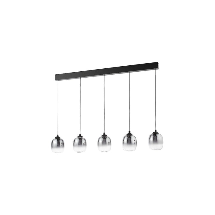 Dar RAM0522 Ramona 5 Light Bar Pendant Matt Black and Smoked Ombre Glass LED