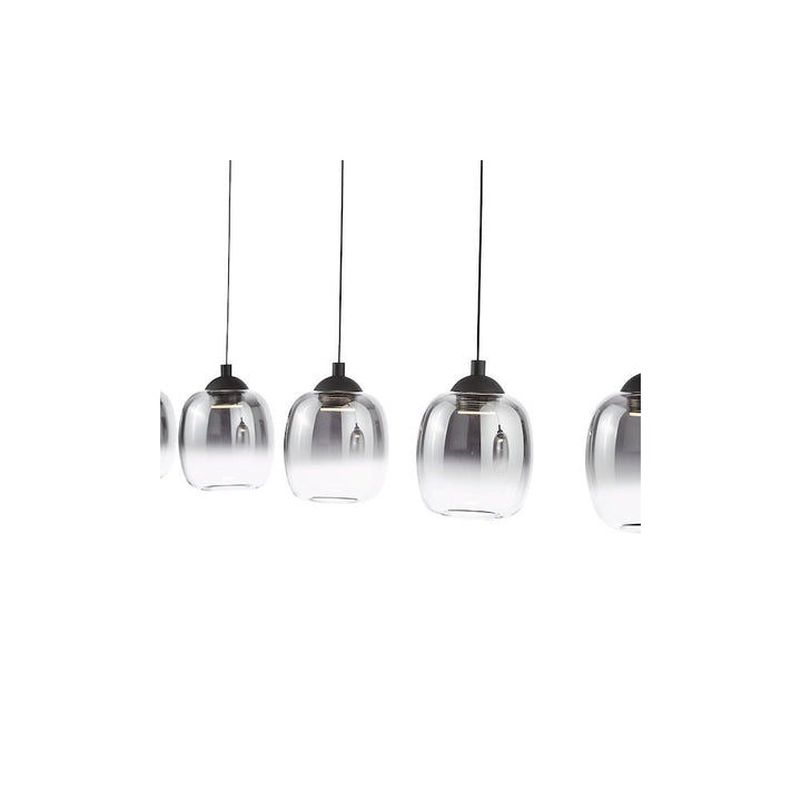 Dar RAM0522 Ramona 5 Light Bar Pendant Matt Black and Smoked Ombre Glass LED