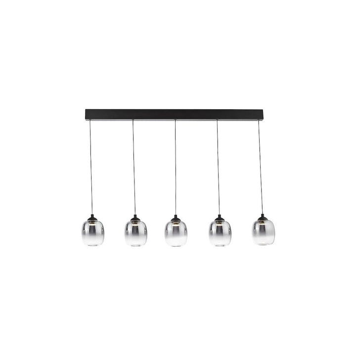 Dar RAM0522 Ramona 5 Light Bar Pendant Matt Black and Smoked Ombre Glass LED