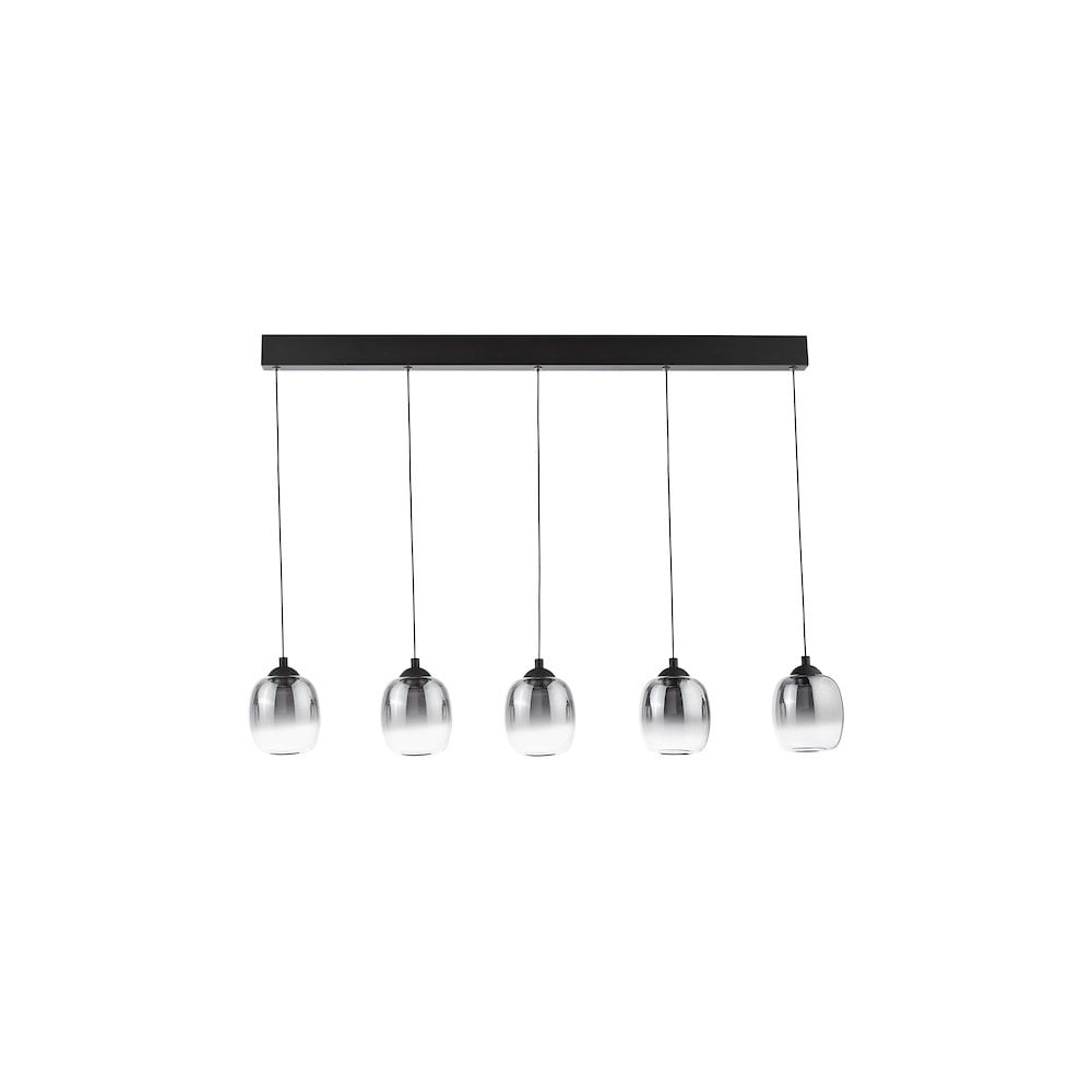 Dar RAM0522 Ramona 5 Light Bar Pendant Matt Black and Smoked Ombre Glass LED