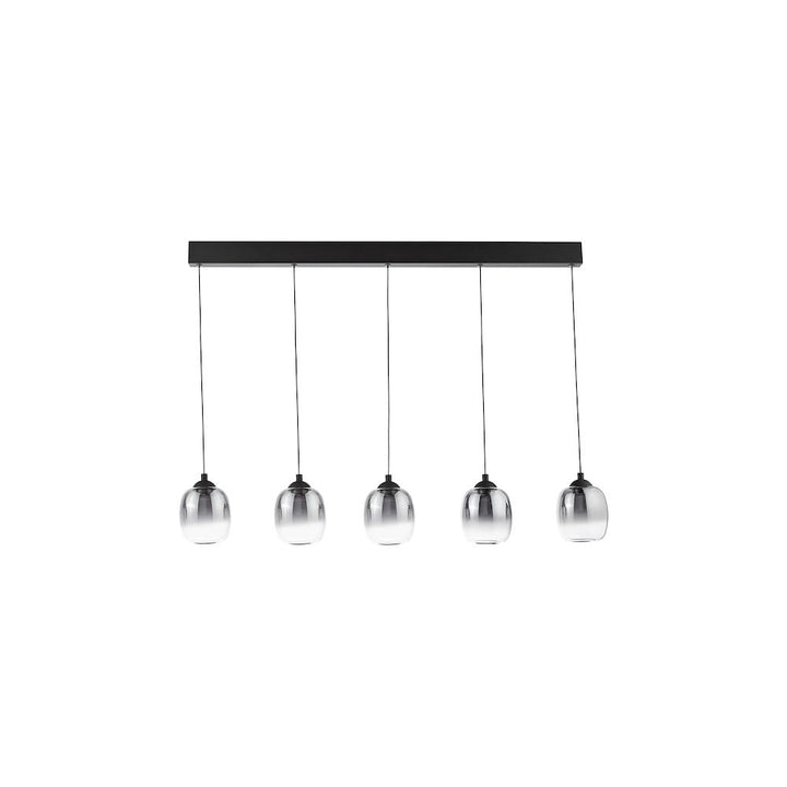 Dar RAM0522 Ramona 5 Light Bar Pendant Matt Black and Smoked Ombre Glass LED