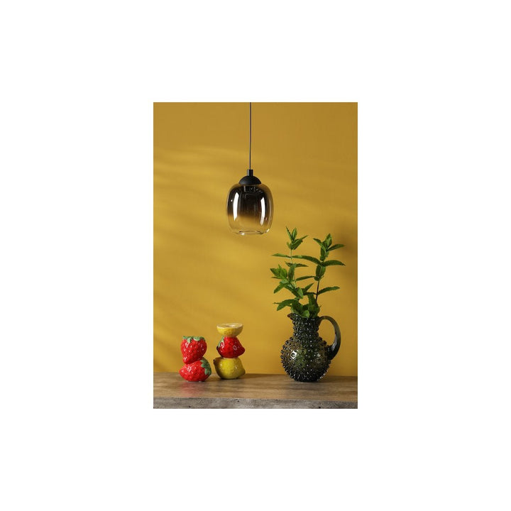 Dar RAM0722 Ramona Pendant/Wall Light Matt Black Ombre Glass LED (S)