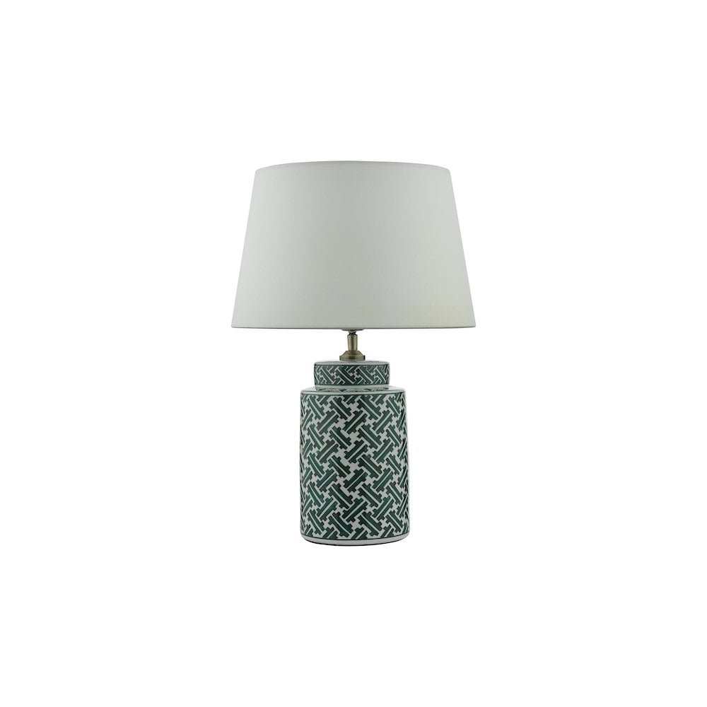 Dar REE4224-CEZ142 Reese Table Lamp Green Ceramic With Shade