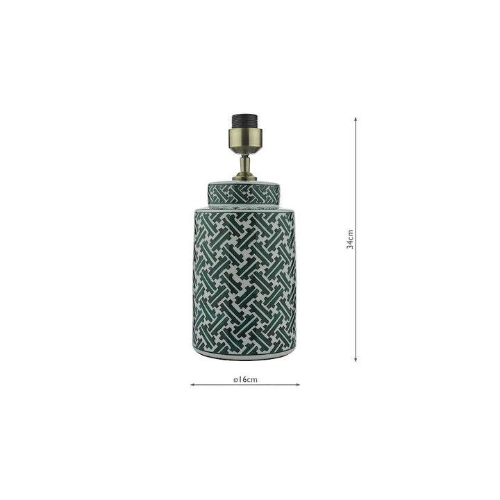 Dar REE4224-CEZ142 Reese Table Lamp Green Ceramic With Shade