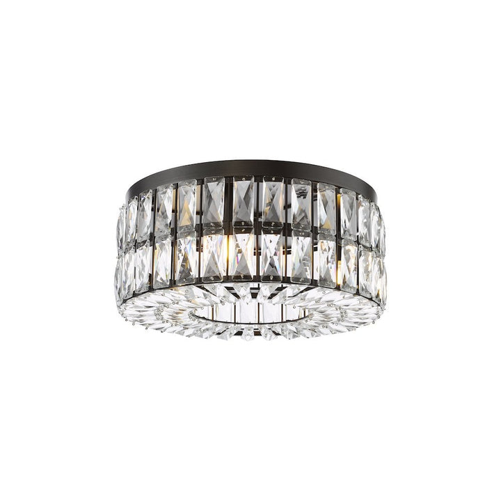 Dar REL0422 Relena 4 Light Flush Matt Black and Crystal