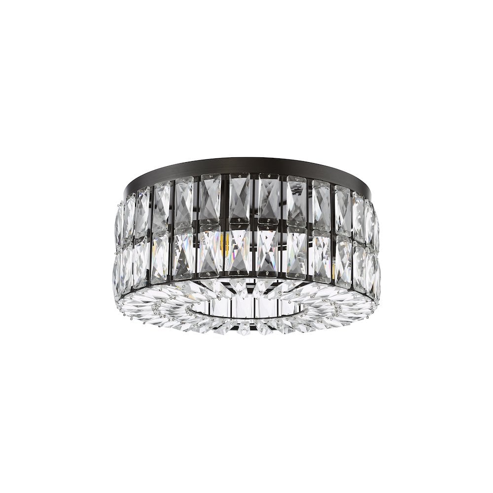 Dar REL0422 Relena 4 Light Flush Matt Black and Crystal