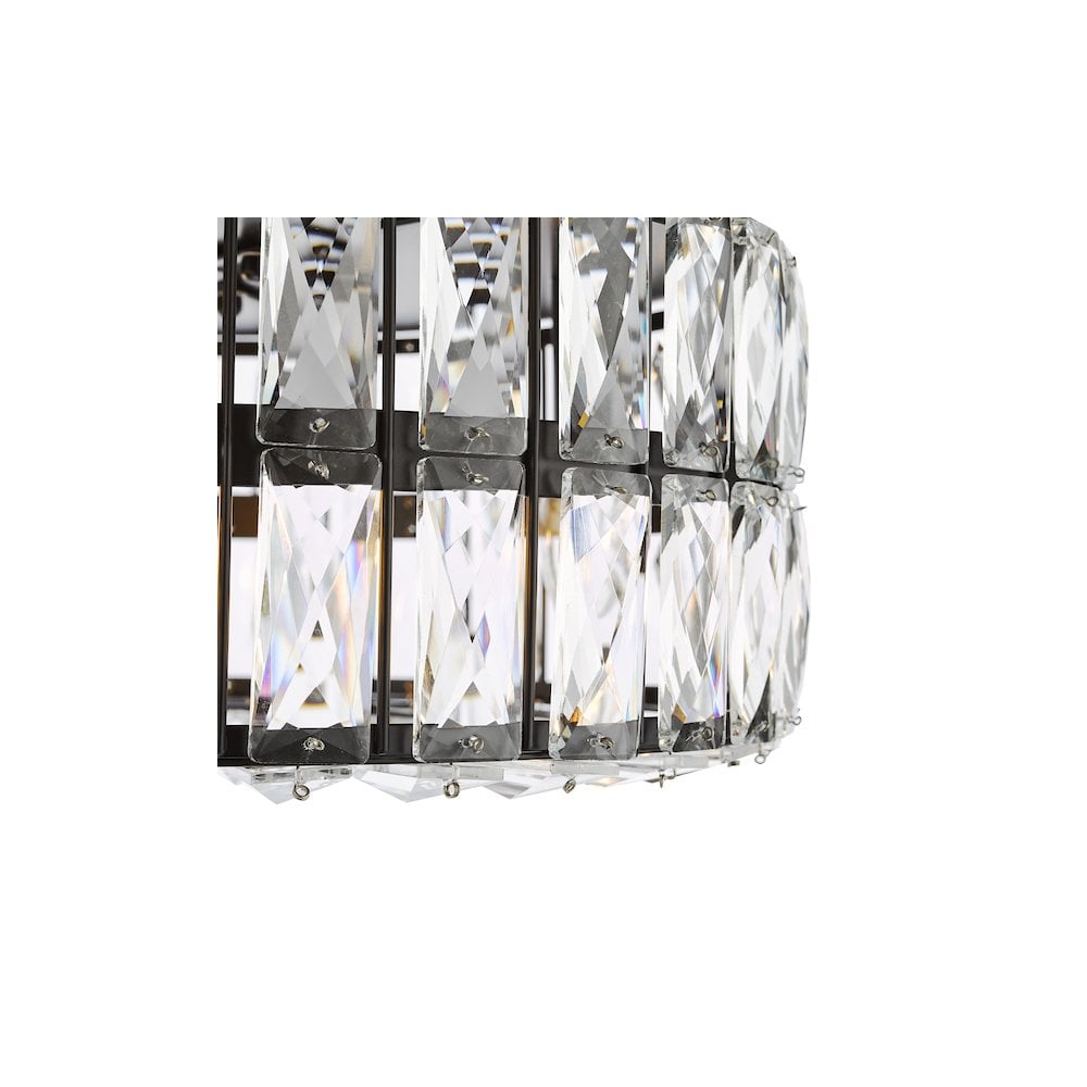 Dar REL0422 Relena 4 Light Flush Matt Black and Crystal