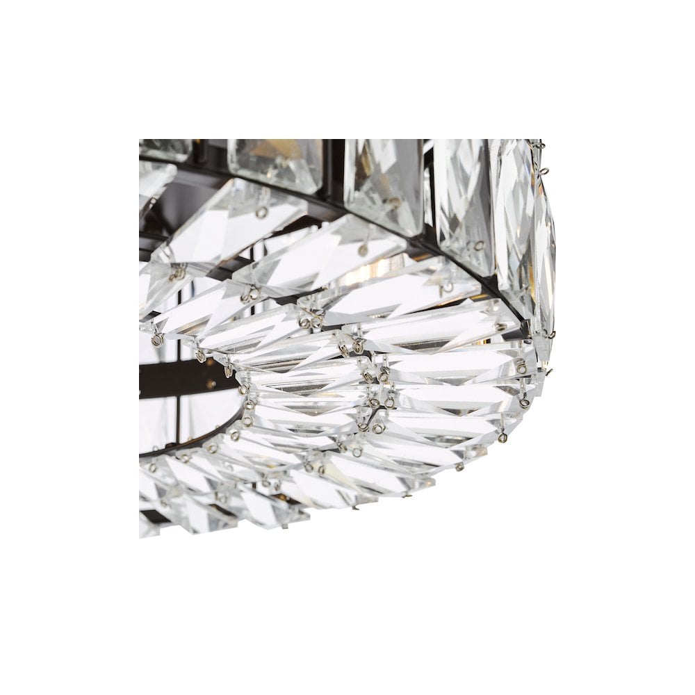 Dar REL0422 Relena 4 Light Flush Matt Black and Crystal