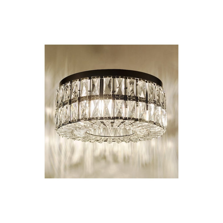 Dar REL0422 Relena 4 Light Flush Matt Black and Crystal