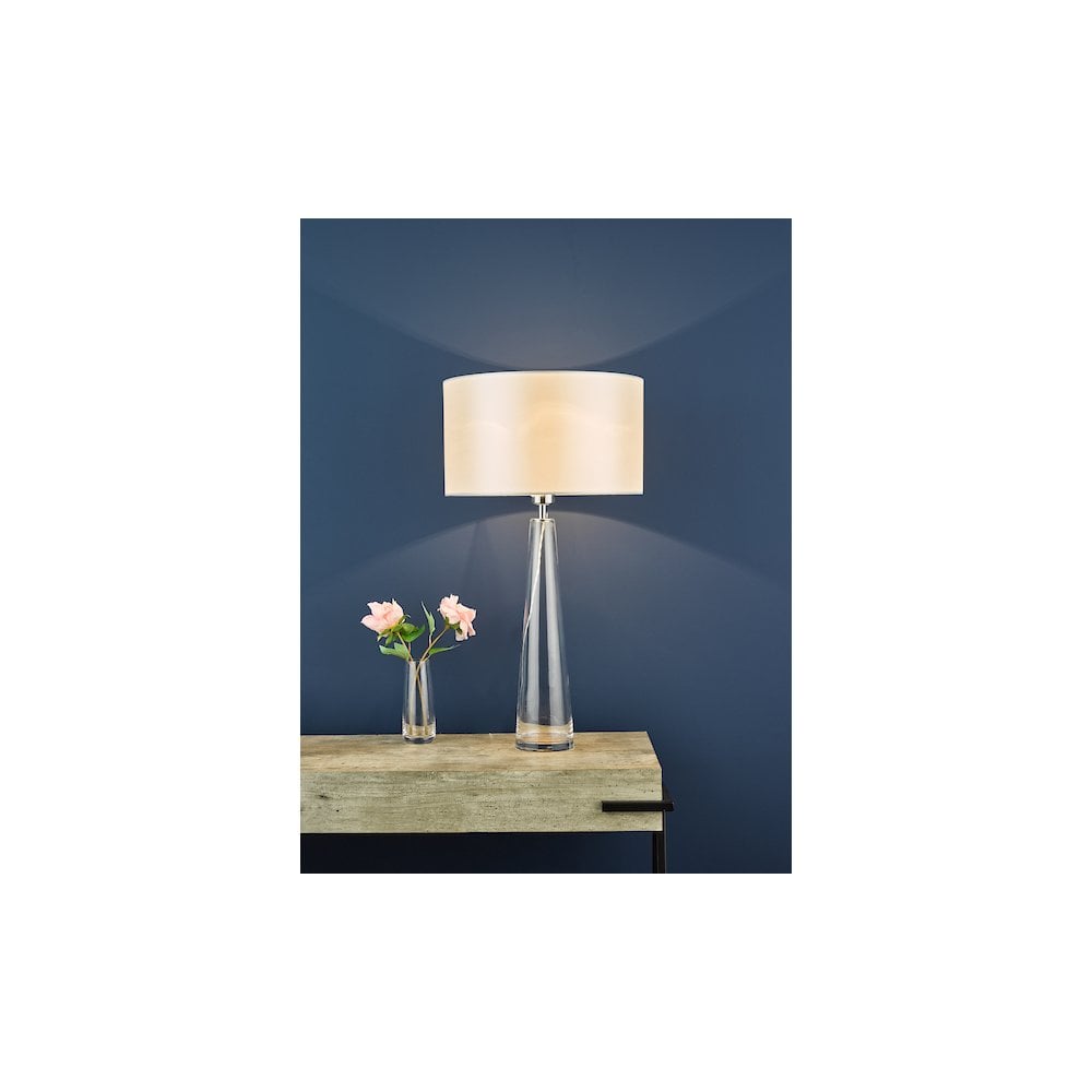 Dar SAM4208-HIL1315 Samara Table Lamp Glass and Polished Chrome With Shade