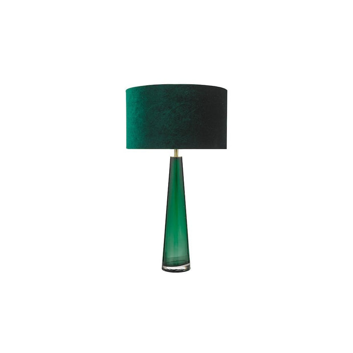 Dar SAM4224-AKA6524 Samara Table Lamp Green Glass and Polished Chrome With Shade