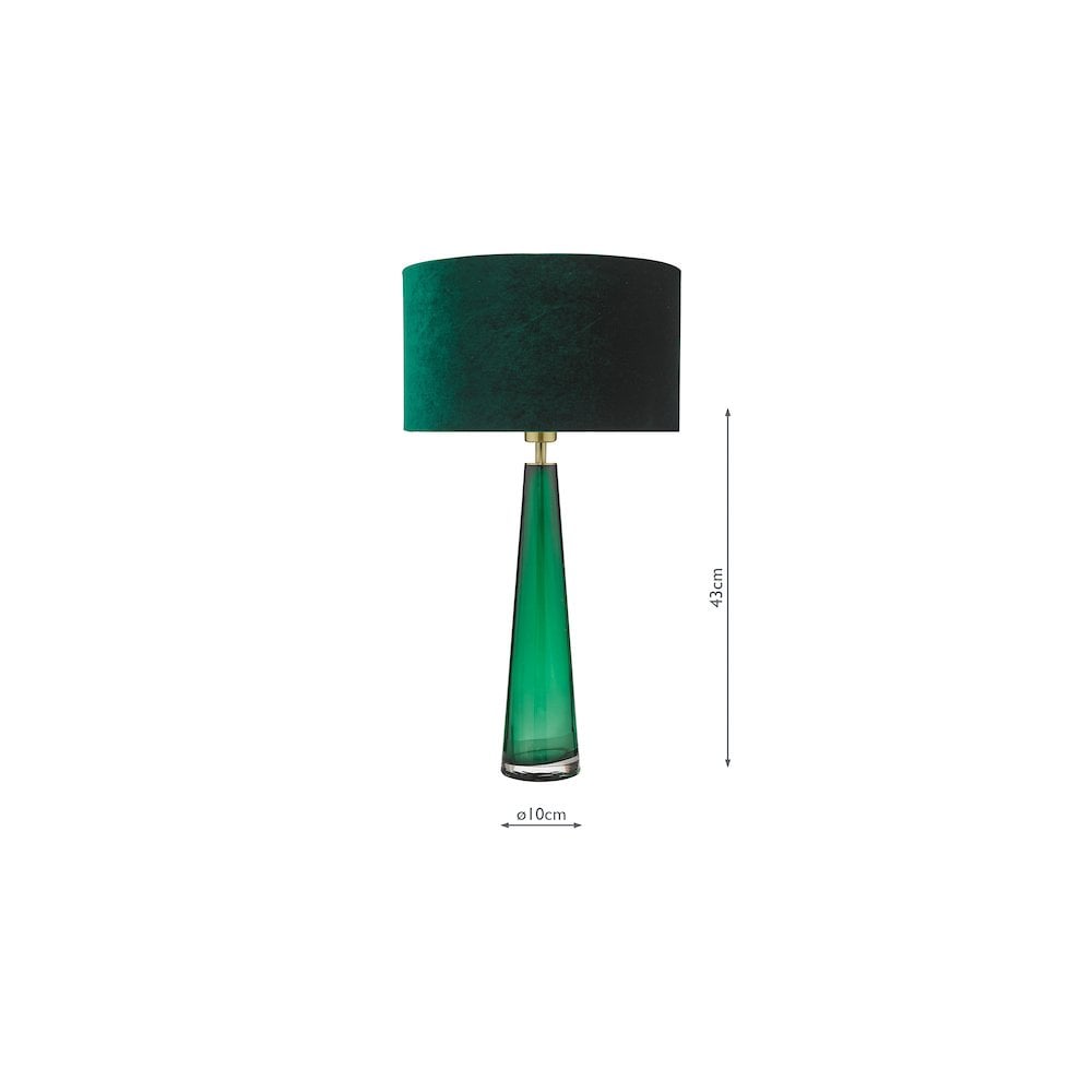 Dar SAM4224-AKA6524 Samara Table Lamp Green Glass and Polished Chrome With Shade