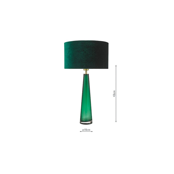 Dar SAM4224-AKA6524 Samara Table Lamp Green Glass and Polished Chrome With Shade