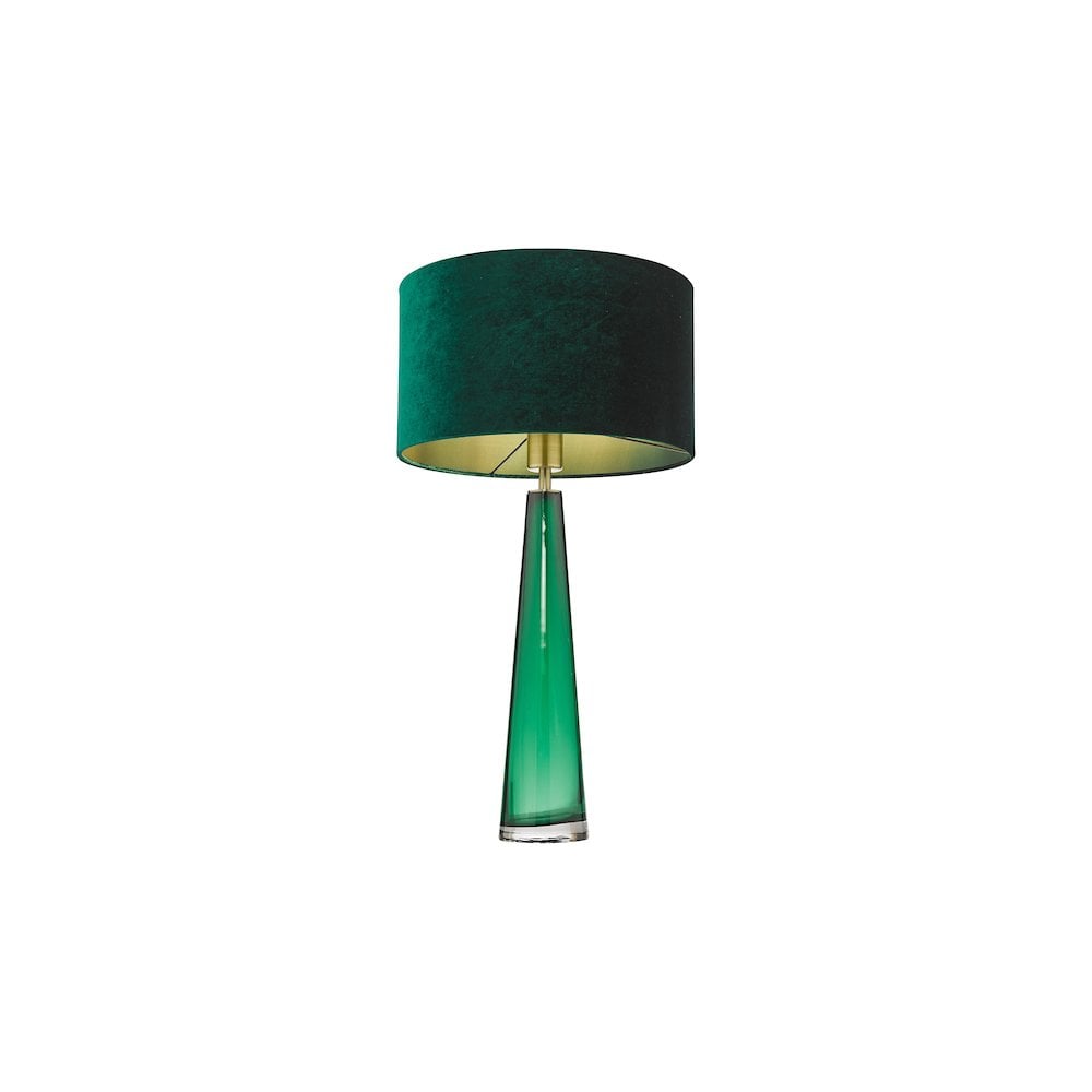 Dar SAM4224-AKA6524 Samara Table Lamp Green Glass and Polished Chrome With Shade