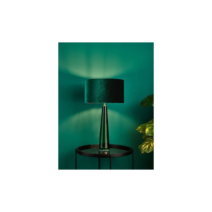 Dar SAM4224-AKA6524 Samara Table Lamp Green Glass and Polished Chrome With Shade